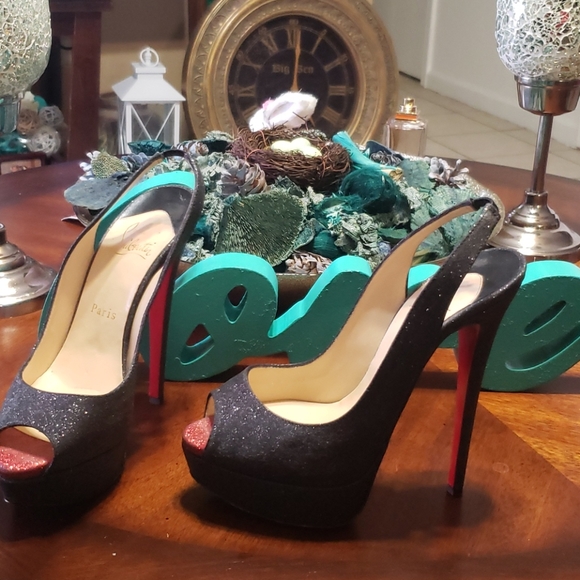 Authentic Christian Louboutin size 37 Black Glitt - Picture 16 of 16